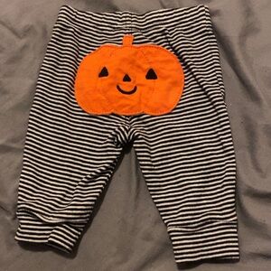 Carter's Black and White Striped Onesie with pumpkin on butt